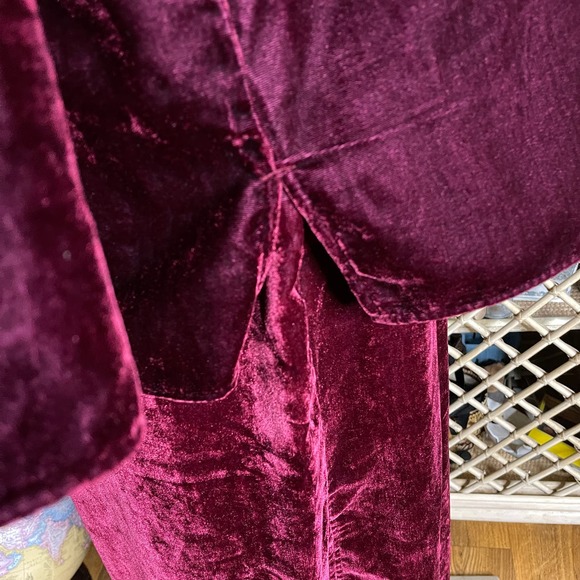 Vintage 90s Dark Red Velvet Skirt Set Dark Bohemian Butterfly Embroidered 18 20 - Picture 11 of 16